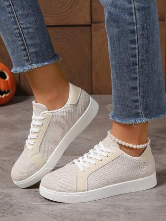 1 paire de chaussures décontractées antidérapantes, baskets mode à lacets pour adolescents