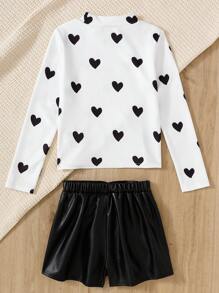 Tween Girls 2pcs Set Casual Simple Comfy Plaid Polo Neck T-Shirt And Asymmetrical Shorts