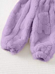 Cozy Pixies 2 件套女宝宝卡通熊印花口袋领长袖开衫和裤子冬季衣服套装 - 淡紫色 - 查看 5