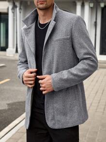 Manfinity VCAY Men's Woven Stand Collar Slim Fit Long Sleeve Casual Jacket, Suitable For Autumn/Winter