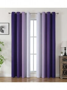 2 paneles de cortinas opacas minimalistas de dos tonos degradados, púrpura y gris, para dormitorio/sala de estar, decoración de otoño, decoración de la habitación - Morado - Ver 2