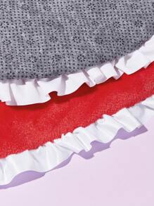 大红色心形浪漫蓬松宠物床垫带蕾丝，适合情人节 - 紅色 - 查看 7