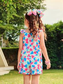 SHEIN 2pcs/Set Girls Casual Digital Print Heart And Bow Decor Set - Multicolor - View 2