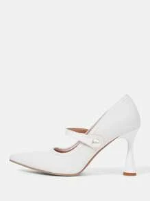 CUCCOO HITCHD Fashion Elegant White Faux Pearl Pointed Toe High Heels, Suitable For New Year, Valentine's Day, Bride, Party, Wedding, Date, Vacation Spring Shoes Spring Break Easter Prom Heels - White - View 3