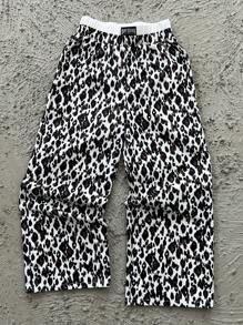 SHEIN Pantalones largos informales y holgados con bloques de color para niñas preadolescentes - Multicolor - Ver 1
