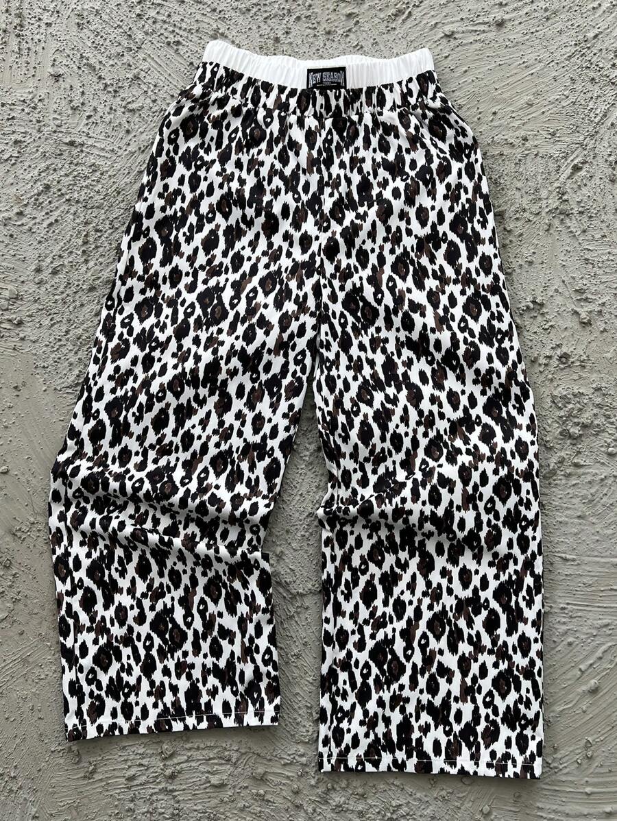 SHEIN Pantalones largos informales y holgados con bloques de color para niñas preadolescentes - Multicolor - Ver 1