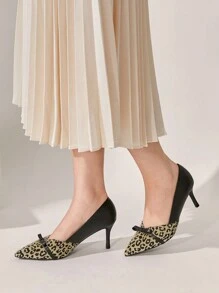 CUCCOO CHICEST New Arrival Sexy Leopard High Heel Shoes With Fluffy And Bow Decor Spring Shoes Spring Break Easter Prom Heels - Brown - View 9