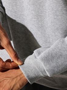 SUMWON Essential Crew Neck Long Sleeve Athletic Sweatshirt Loungewear Workout Casual Pullover Winter Fall College Campus Everyday Basics Workout Gym Sport Training - Grey - View 7