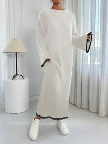 EURMUSE Knitwear Stitch Detail Oversize Fit Dress