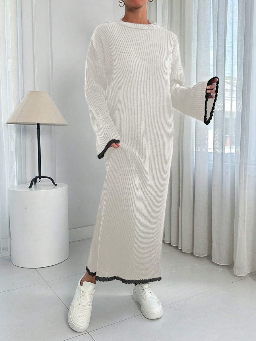 EURMUSE Knitwear Stitch Detail Oversize Fit Dress