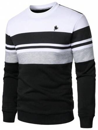 Manfinity Homme 男士撞色套头卫衣，休闲时尚，适合秋季穿着，长袖上衣