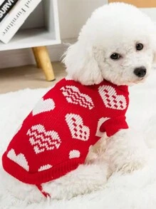 PETSIN Valentine's Day Red Heart Shape Sweater, Warm - Red - View 1