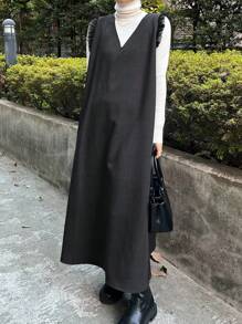 FRIFUL 女士网眼撞色中长连衣裙 - 灰色 - 查看 7