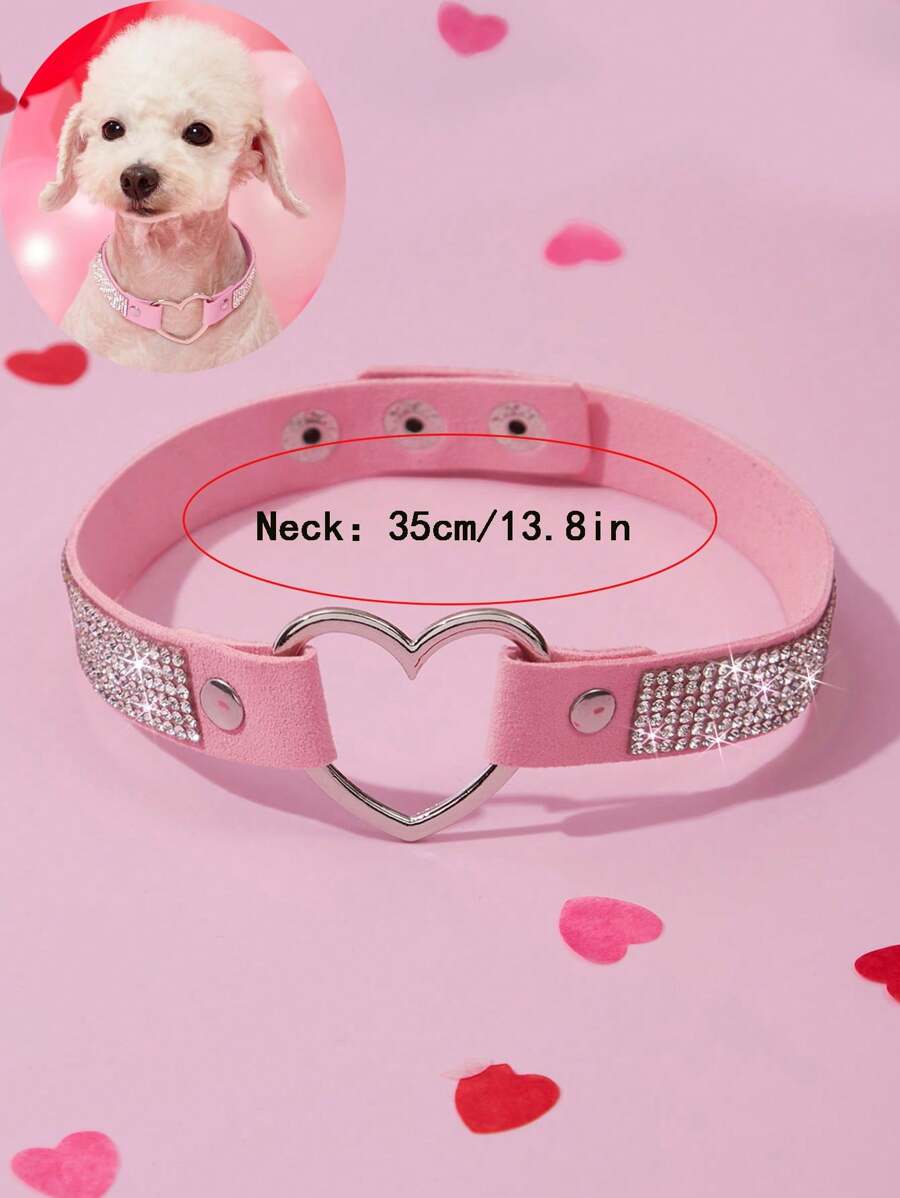 PETSIN 1pc Valentine's Day Heart Pet Collar, Suitable For Small & Medium Dogs And Cats