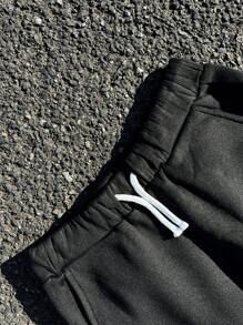 SHEIN Loose Fit Casual Letter Print Color Block Teen Boys Long Sweatpants