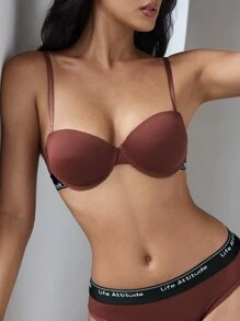 EasyFave 5pcs Women Non-Removable Padded Half Cup Underwire Bra Set - Multicolor - View 5