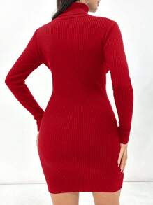 RueChic 高領羅紋針織毛衣洋裝