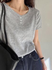 DAZY 女式纯色插肩袖半拉链修身针织上衣，秋冬