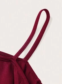 SHEIN LUNE Plus Size Women's Casual God Quote Graphic Print Sleeveless Tank Top, Suitable For Spring And Autumn - Burgundy - View 3