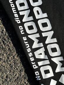 SHEIN Loose Fit Casual Letter Print Color Block Teen Boys Long Sweatpants