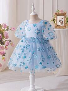 Glamorique Kids Sky Blue Elegant Girls Tulle Dress For 7th Birthday - Blue - View 5