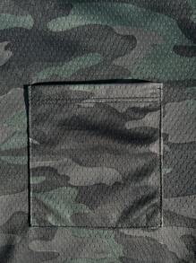 SHEIN T-shirt décontracté à manches longues col rond imprimé camouflage pour pré-ados