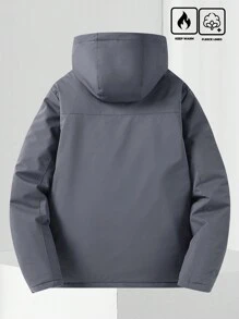 Manfinity Homme Męska jednokolorowa kurtka termiczna z długim rękawem i kapturem, casualowa, zimowa