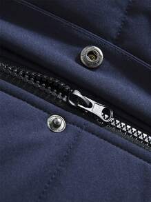 Manfinity Sport Corelite 男士纯色抽绳连帽运动夹克，冬季 - 黑色 - 查看 4