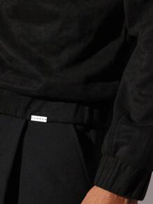 SUMWON Premium Slim Fit Crew Neck Sweatshirt Athletic Casual Pullover Classic Essential Training Long Sleeve Sports Top Urban Streetwear Fashion Workout Autumn Winter Basic - Black - View 5