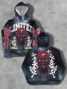 Manfinity EMRG Men's Autumn/Winter Fashion Person & Cross Print Hoodie Graphic Long Sleeve Hoodie, For Friends, Husband, Boyfriend Gifts - Multicolor - View 1