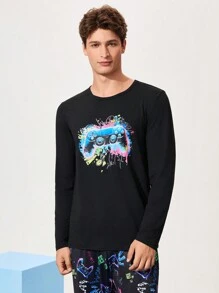 Happy Jammies Sudadera de manga larga con estampado de jugador para hombres