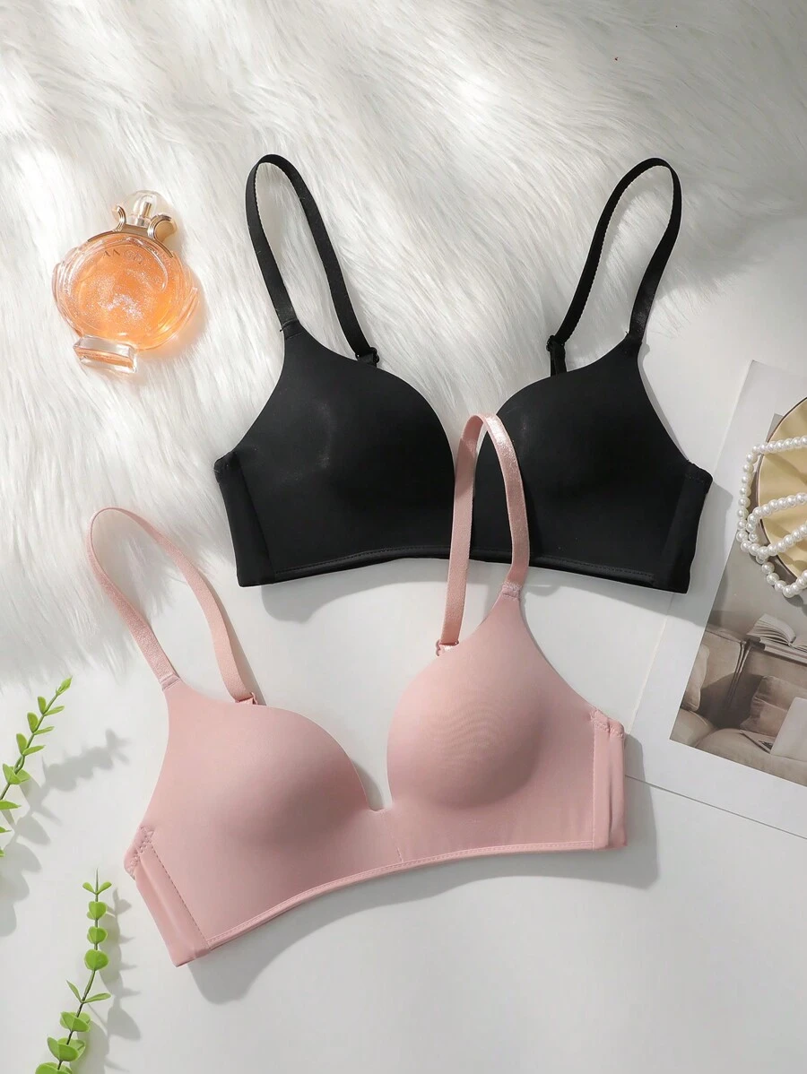 Women's Casual Comfy Plain Backless Medium Stretch Bras Multicolor Fabric Bra Top - Multicolor - View 1