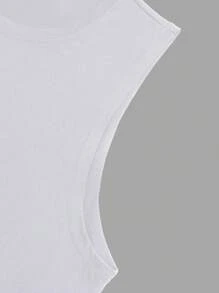 Manfinity Homme Plus Size Men's Crew Neck Sleeveless Casual Top - White - View 3