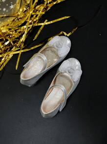 Sepatu hak tinggi anak perempuan dengan hiasan pita, cocok untuk musim semi dan musim gugur. - Perak - View 3