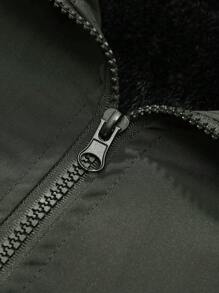 Manfinity Homme Plus Size Men's Solid Color Front Zipper Pocket Minimalist Winter Jacket - Army Green - View 5