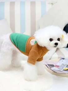 PETSIN 棕色和绿色可爱熊设计保暖衬里套头宠物连帽衫 - 綠色 - 查看 3