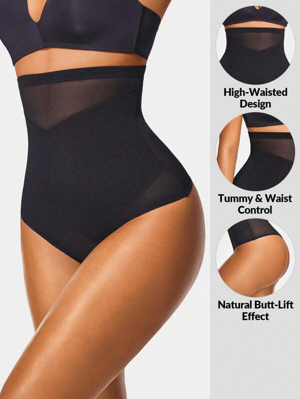 Shapelle Forme Seamless High-Waisted Thong Shapewear Short Body Shaper Butt Lifter-Tummy Waist Control
