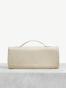 SHEIN SXY 女士，女式手提包，编织包，时尚，简约，优雅，多功能，经典，金色，适合经典、通勤、办公室、约会、日常、购物、下午茶、派对、舞会、俱乐部、约会、生日、晚会、约会之夜 - 杏色 - 查看 4