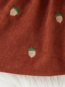 SHEIN 3 件套：圆领长袖印花简约衬衫、裙子和帽子，适合年轻女孩 - 黑色 - 查看 8