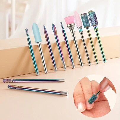 Teckwe Bộ 11 mũi khoan móng tay, mũi khoan chuyên nghiệp cho máy khoan móng, mũi mài biểu bì, mũi tẩy gel acrylic cho thợ làm móng tay móng chân, hoàn hảo cho tiệm nail, thẩm mỹ viện, spa hoặc tự làm móng tay móng chân tại nhà.