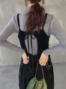 FRIFUL Women's Casual Minimalist Solid Color Backless Camisole Dress