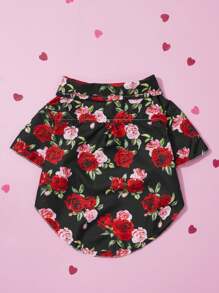 PETSIN 1pc Pet Rose Printed Shirt, Valentine's Day - Multicolor - View 4