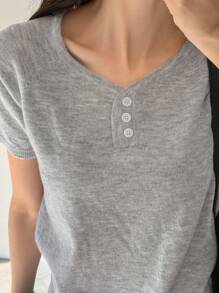 DAZY 女式纯色插肩袖半拉链修身针织上衣，秋冬