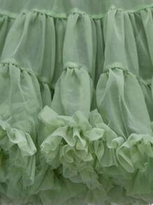 SHEIN Young Girls Ruffle Mesh Puff Ball Skirt, White, Elegant Design, Suitable For Spring, Summer, Autumn, Suitable For Outings, Parties, Can Be Paired With T-Shirts Or Blouses, Creates A Vibe, Adorable And Sweet Look,Holiday,Summer,Travel - Mint Green - View 5
