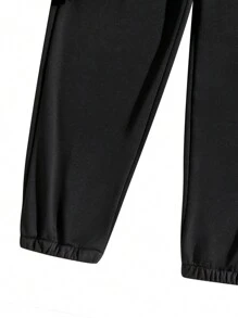 Vacaura 青少年男孩休闲酷炫舒适长袖连帽衫和裤子套装 - 黑色 - 查看 4