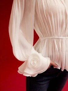 MOTF PREMIUM OFF SHOULDER GATHERED STEREO FLORAL BLOUSE,VALENTINE'S DAY,SPRING/SUMMER