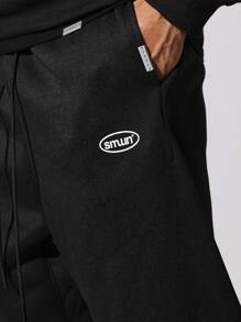 SUMWON Regular Fit Overhead Hoodie And Drop Crotch Sweatpants 2 Piece Set - Black - View 7