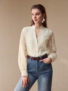 MOTF PREMIUM 花卉刺绣纽扣衬衫