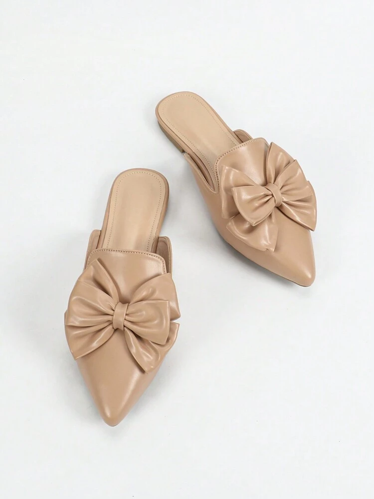 CUCCOO CURVES Wide Fit Pointed Toe Hollow Out Flat Shoes In Beige, Elegant For Outdoor And Everyday Wear, Suitable For All Seasons