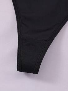 3pcs/Pack Women's Simple Solid Color Metal Decor G-String Panty - Black - View 7